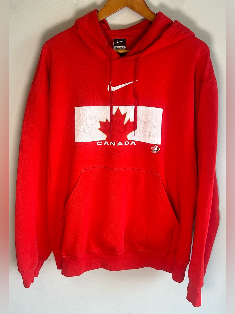 Vintage Y2K Nike Hockey Canada Mens Hoodie Sweater Sz XL Team Canada Red
